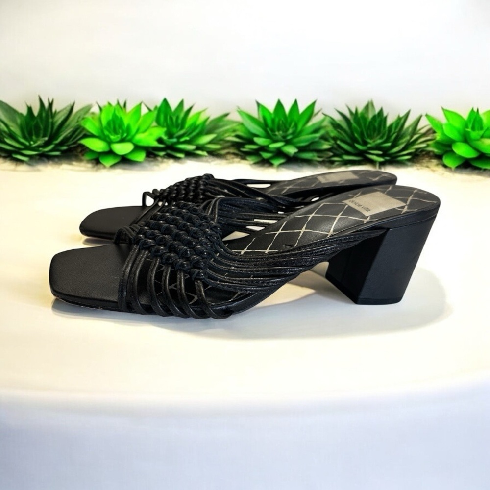 Dolce Vita Black Delana Woven Leather Sandals 7.5 Block Heel - Picture 11 of 12